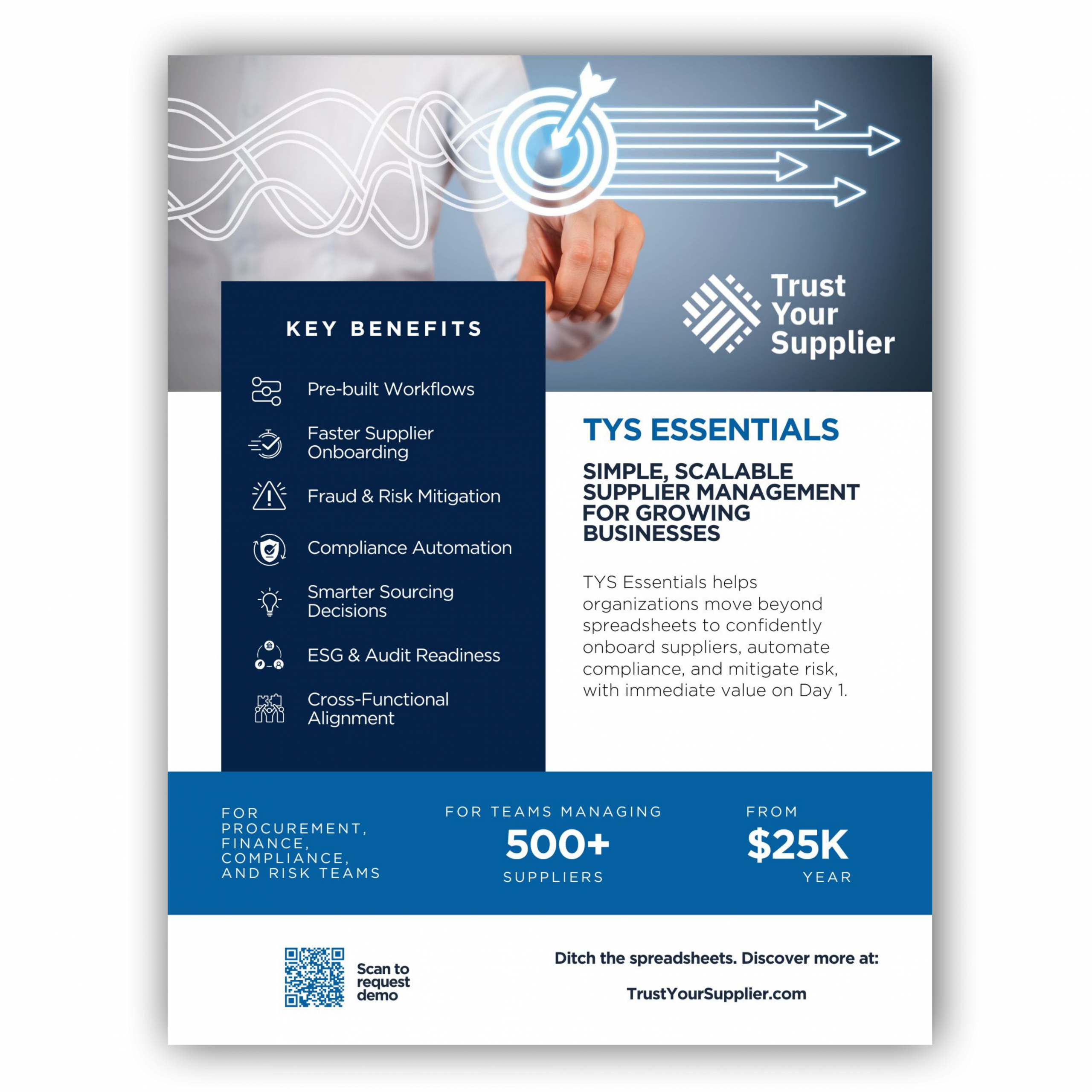 TYS Essentials flyer for simple, scalable supplier management.