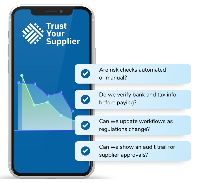 Supplier management software with automated risk checks and supplier data verification prompts.