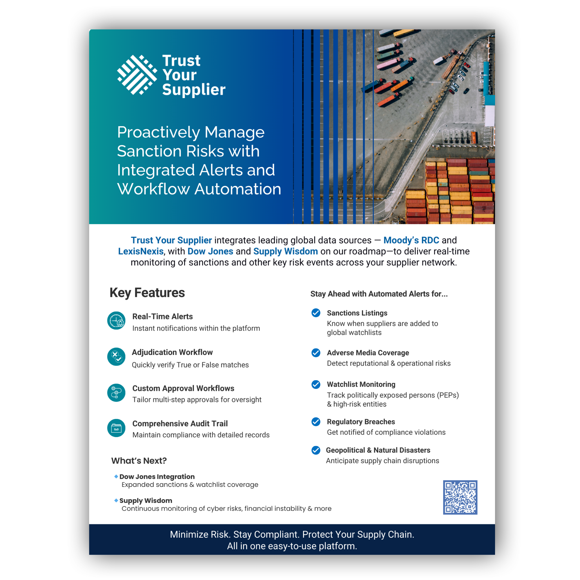 Proactively manage sanctions risks with integrated alerts and workflow automation.