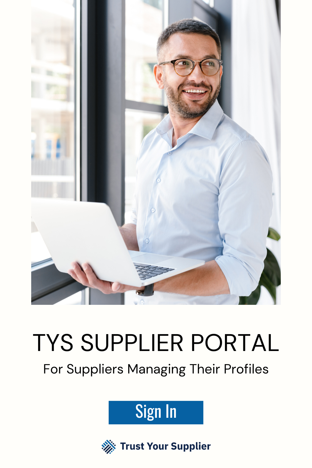 TYS Supplier Portal for suppliers managing their profiles. Sign In.