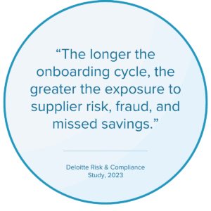 “The longer the onboarding cycle, the greater the exposure to supplier risk, fraud, and missed savings.”